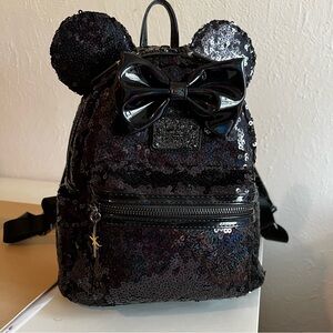 LA STYLE RUSH Mickey Mouse Black Sequin Loungefly Mini Backpack